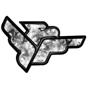 A black and white image of a bird with wings.