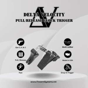 Delta Velocity pistol with key features highlighted.