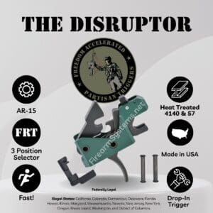 Partisan Disruptor AR-15 Forced Reset Trigger drop-in cassette with anti-walk pins.