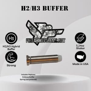 H2/H3 Hybrid AR-15 carbine buffer, 5.24 oz, bundled with a 17lb Neptune VPRS-15 buffer spring